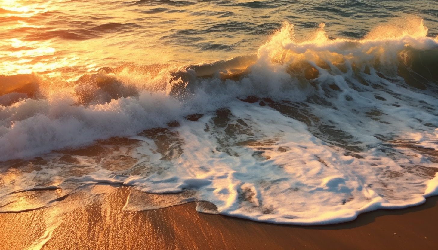 Waves lapping on a beach, creating a rhythmic, calming melody.