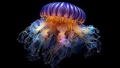 The ethereal beauty of a jellyfish floating in the deep sea.