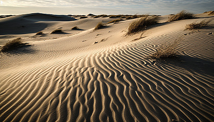 Windswept sand dunes with intricate patterns and textures.