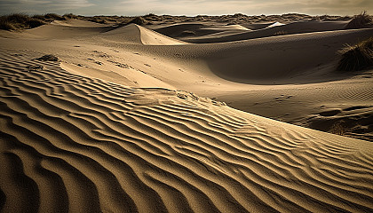 Windswept sand dunes with intricate patterns and textures.