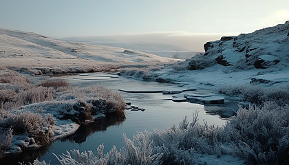 Icy tundras showcasing the stark beauty of frozen landscapes and hardy wildlife.