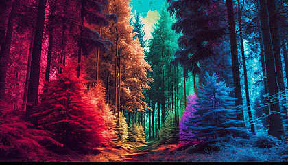 colorful nature trees forest