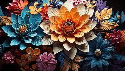 A close-up of a blooming flower, showcasing its intricate patterns and vibrant colors.