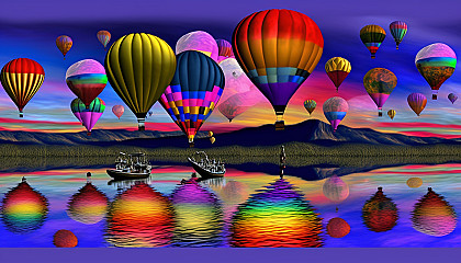 "Colorful Hot Air Balloons": A surreal and stunning sight of hot air balloons floating above in vivid hues.