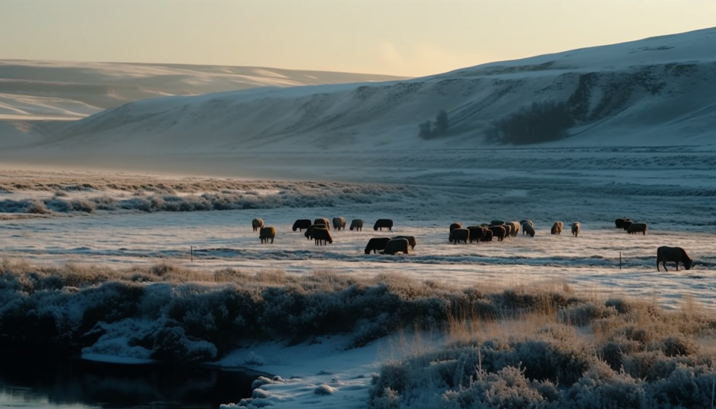 Icy tundras showcasing the stark beauty of frozen landscapes and hardy wildlife.