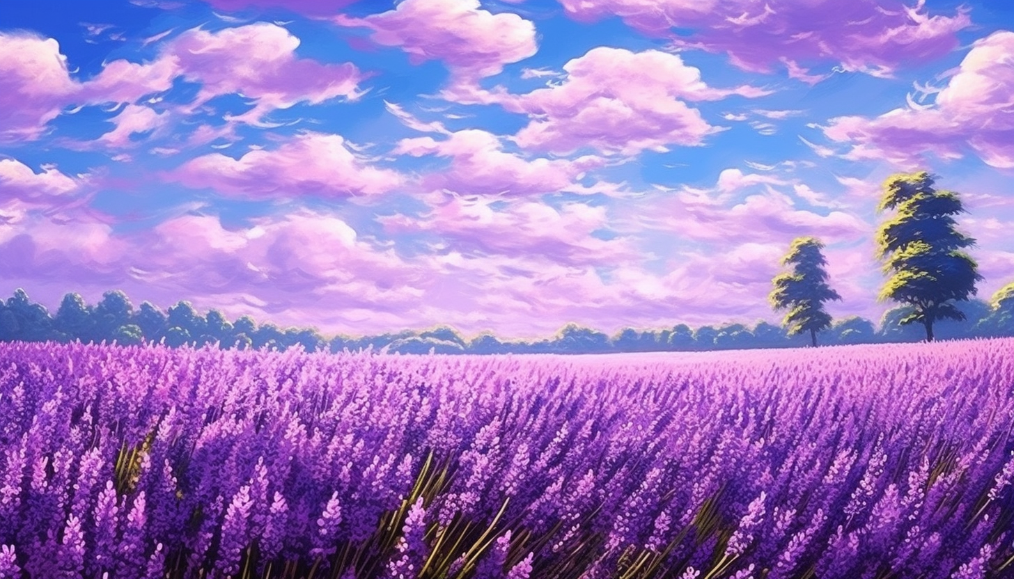 A field of lavender swaying in the summer breeze.