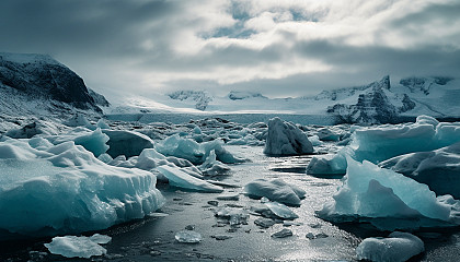 Icy landscapes featuring stunning glaciers and frozen lakes.