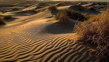 Windswept sand dunes with intricate patterns and textures.