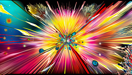 "Color Burst": A dynamic explosion of bright colors and patterns, creating a visually striking and energetic image.