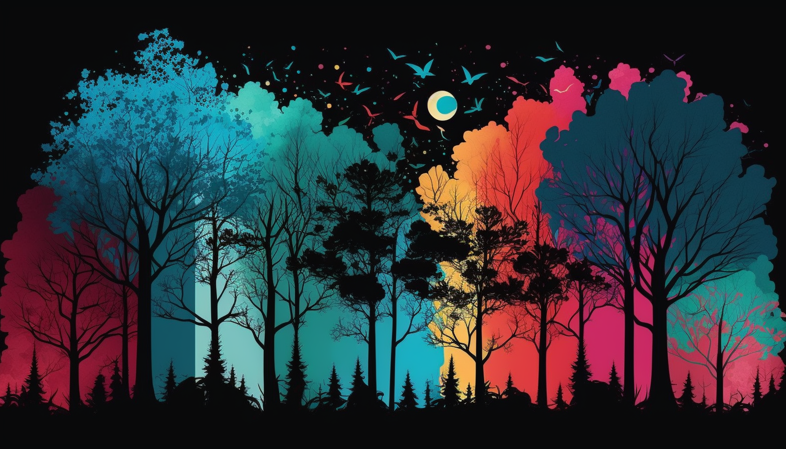 colorful nature trees forest