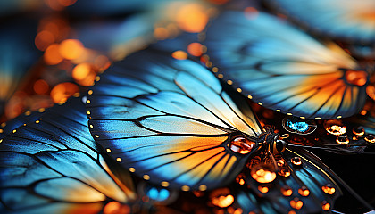 Intricate patterns on a butterfly's wings, magnified to reveal their full detail.