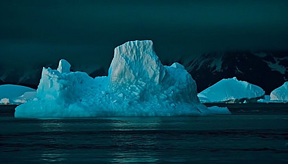 Art capturing the beauty of icebergs and frozen landscapes in the polar regions.