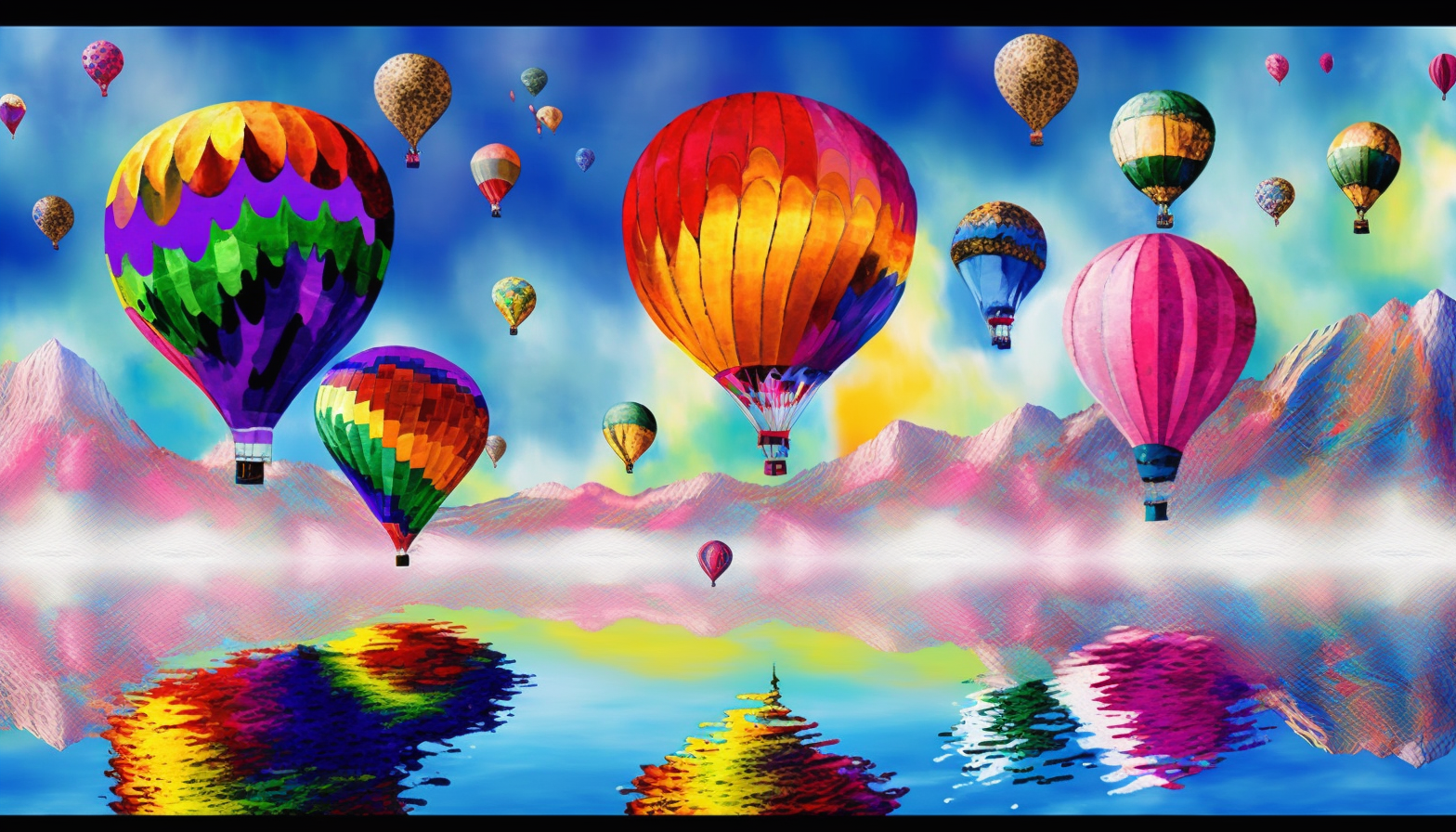 "Colorful Hot Air Balloons": A surreal and stunning sight of hot air balloons floating above in vivid hues.