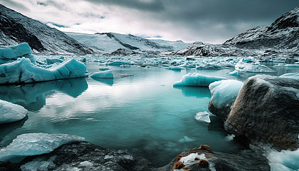 Icy landscapes featuring stunning glaciers and frozen lakes.