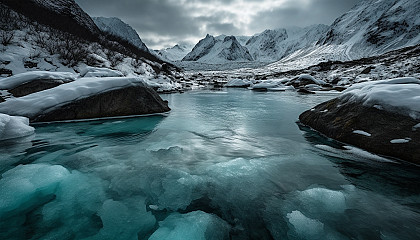 Icy landscapes featuring stunning glaciers and frozen lakes.