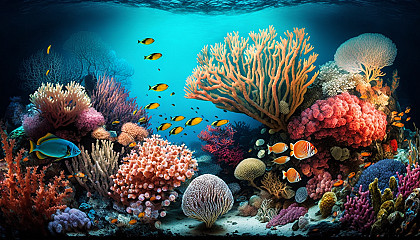 "Colorful Coral Reef": A breathtaking underwater view of a vibrant and diverse coral reef ecosystem.