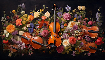 A symphony of flowers, where each bloom represents a different musical instrument.