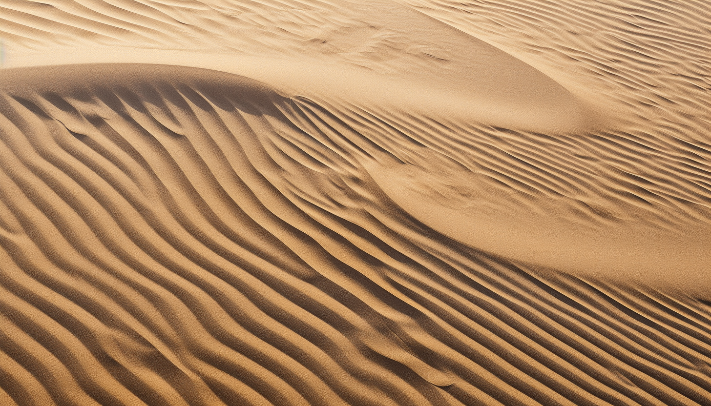 Sand patterns formed by the wind on a deserted beach.