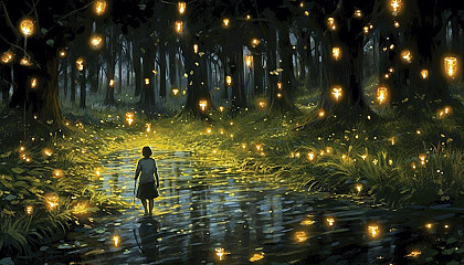 The flickering dance of fireflies in a mid-summer's night.