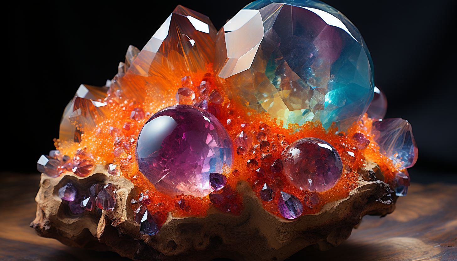 Glistening crystals within a geode, revealing a hidden world of color.