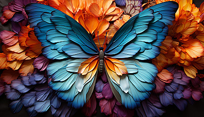 The intricate details of a butterfly's wings in a myriad of colors.