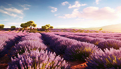 Fields of lavender swaying gently in the breeze.
