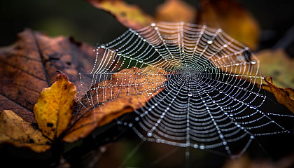 Patterns in nature, like the intricate design of a spider's web, the symmetry of a snowflake, or the geometry of a honeycomb.