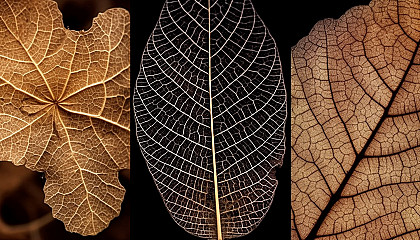 Intricate patterns found in nature, like spiderwebs, leaf veins, or fractals.