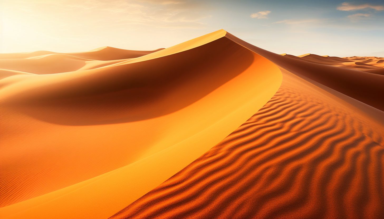 Sand dunes rippling under the heat of a desert sun.