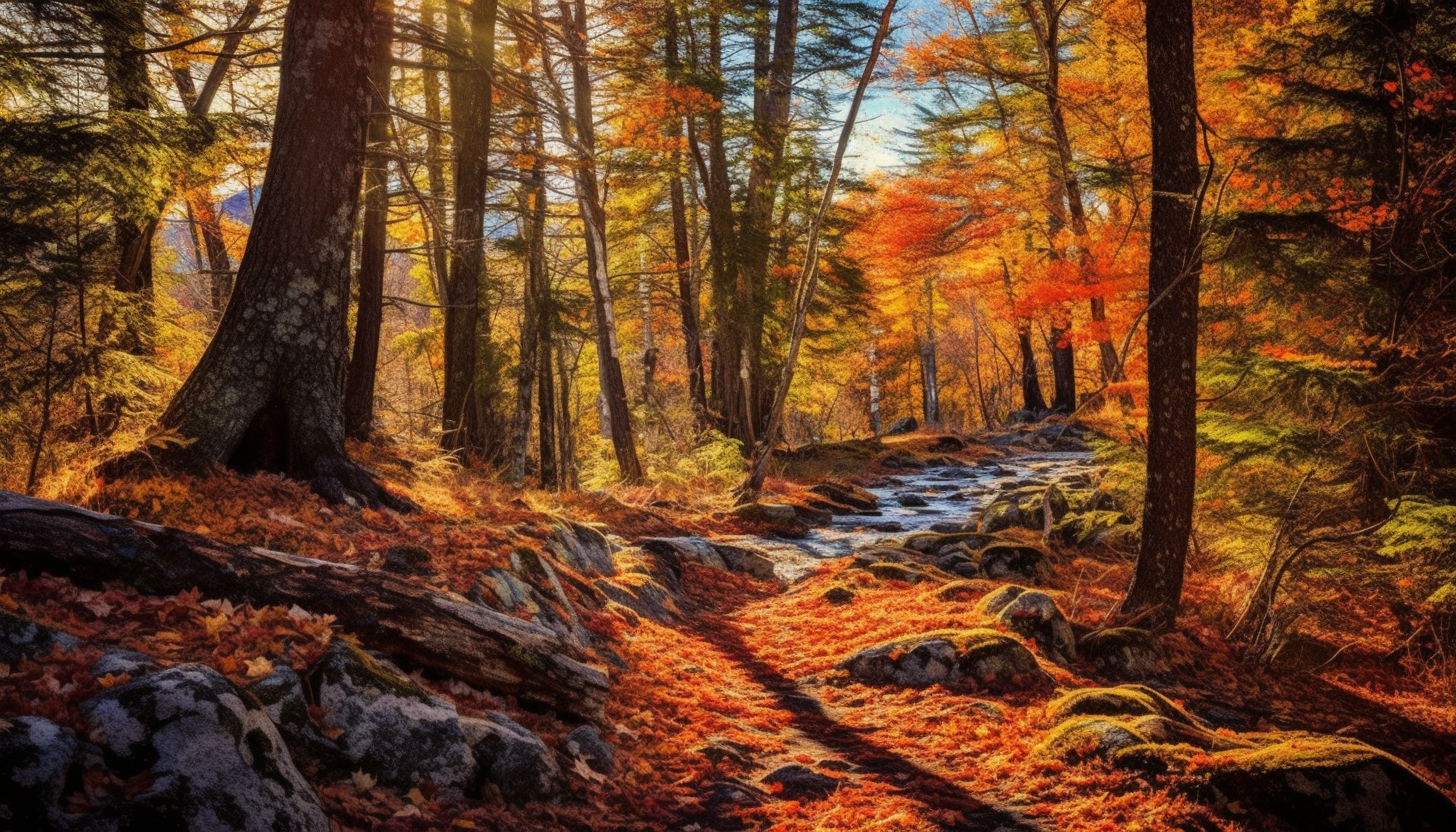 Dazzling display of fall colors in a secluded forest.