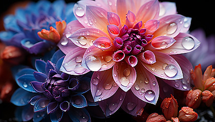 A macro view of a blooming flower, highlighting its textures and vibrant colors.