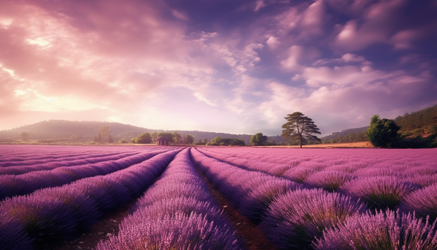 A field of lavender stretching as far as the eye can see.