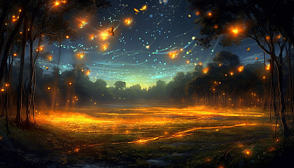 A field of fireflies illuminating the night in a magical display.