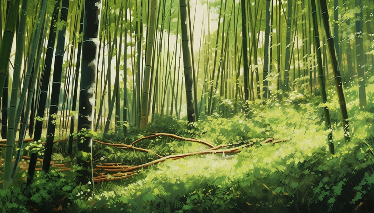A dense bamboo grove rustling in the wind.
