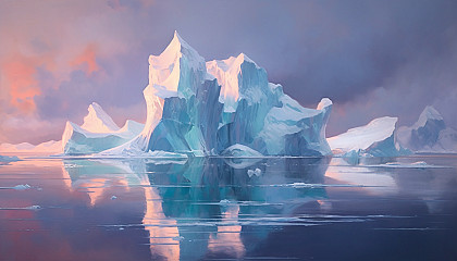 Majestic icebergs drifting in polar seas.