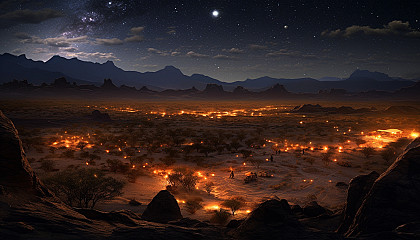 Stars illuminating a tranquil night in the desert.