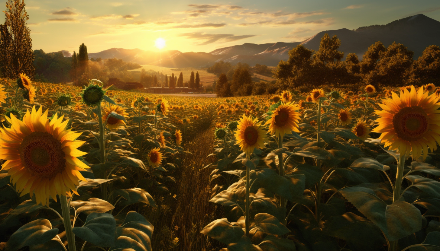 A field of sunflowers turning to face the morning sun.