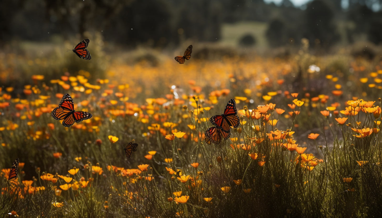 Picturesque meadows filled with vibrant, fluttering butterflies.