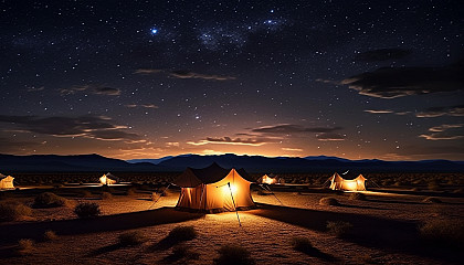 Stars illuminating a tranquil night in the desert.