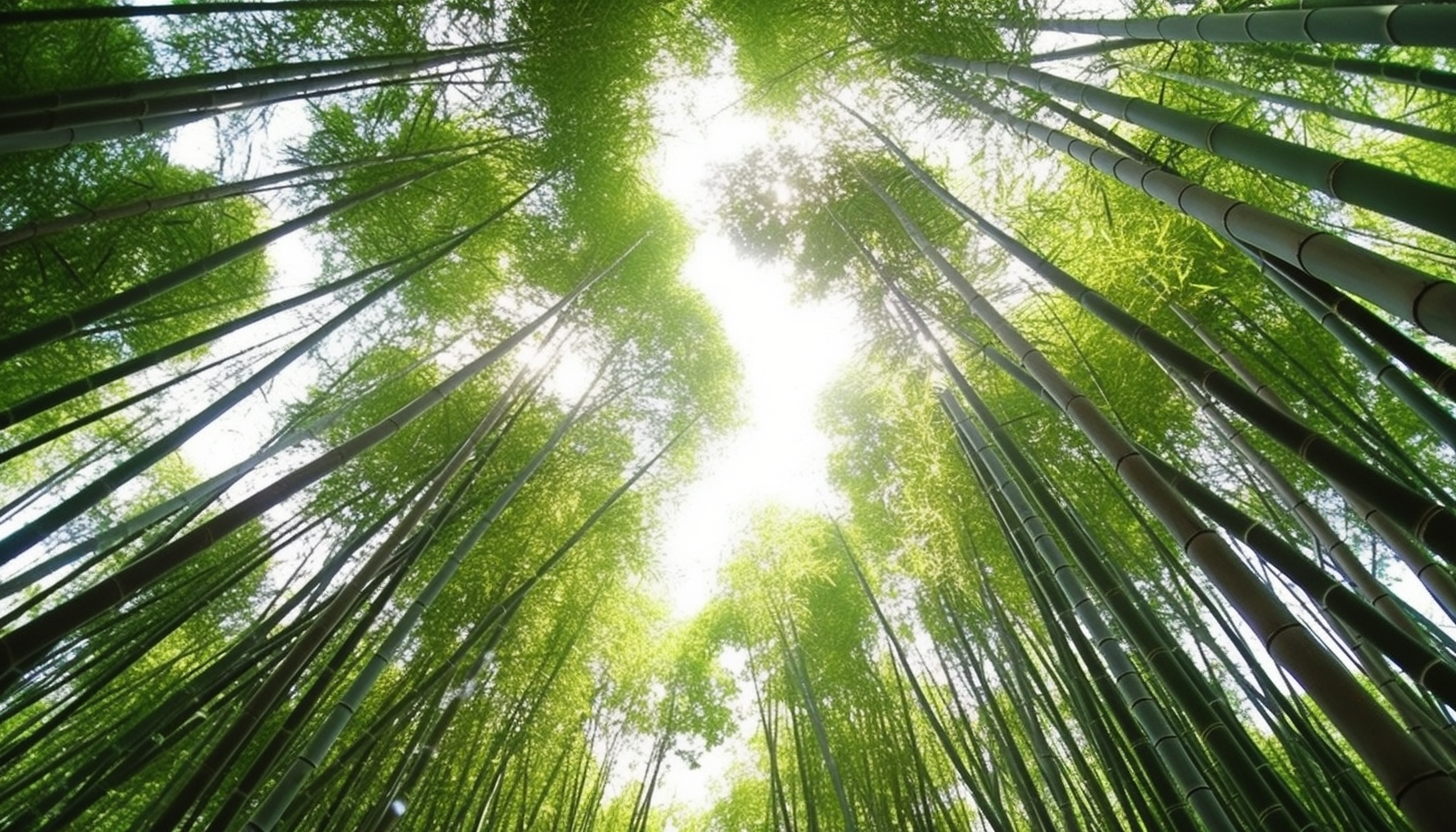 A grove of bamboo reaching skyward in harmonious symmetry.