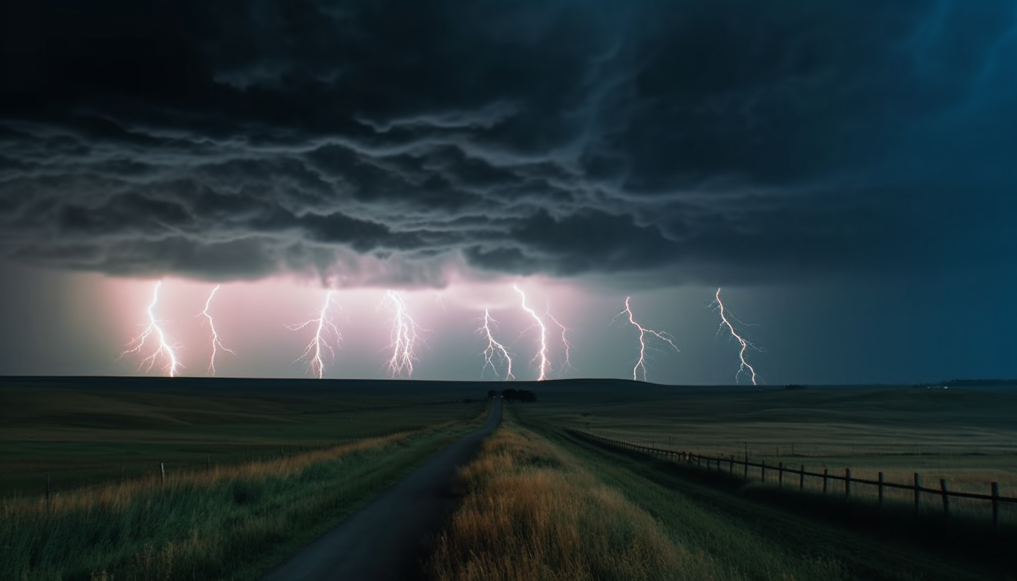 Weather phenomena such as tornadoes, lightning storms, or foggy landscapes.