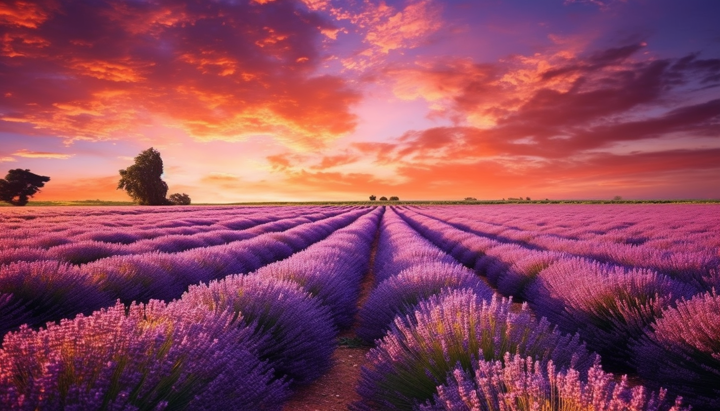 Vibrant fields of lavender swaying in the breeze.