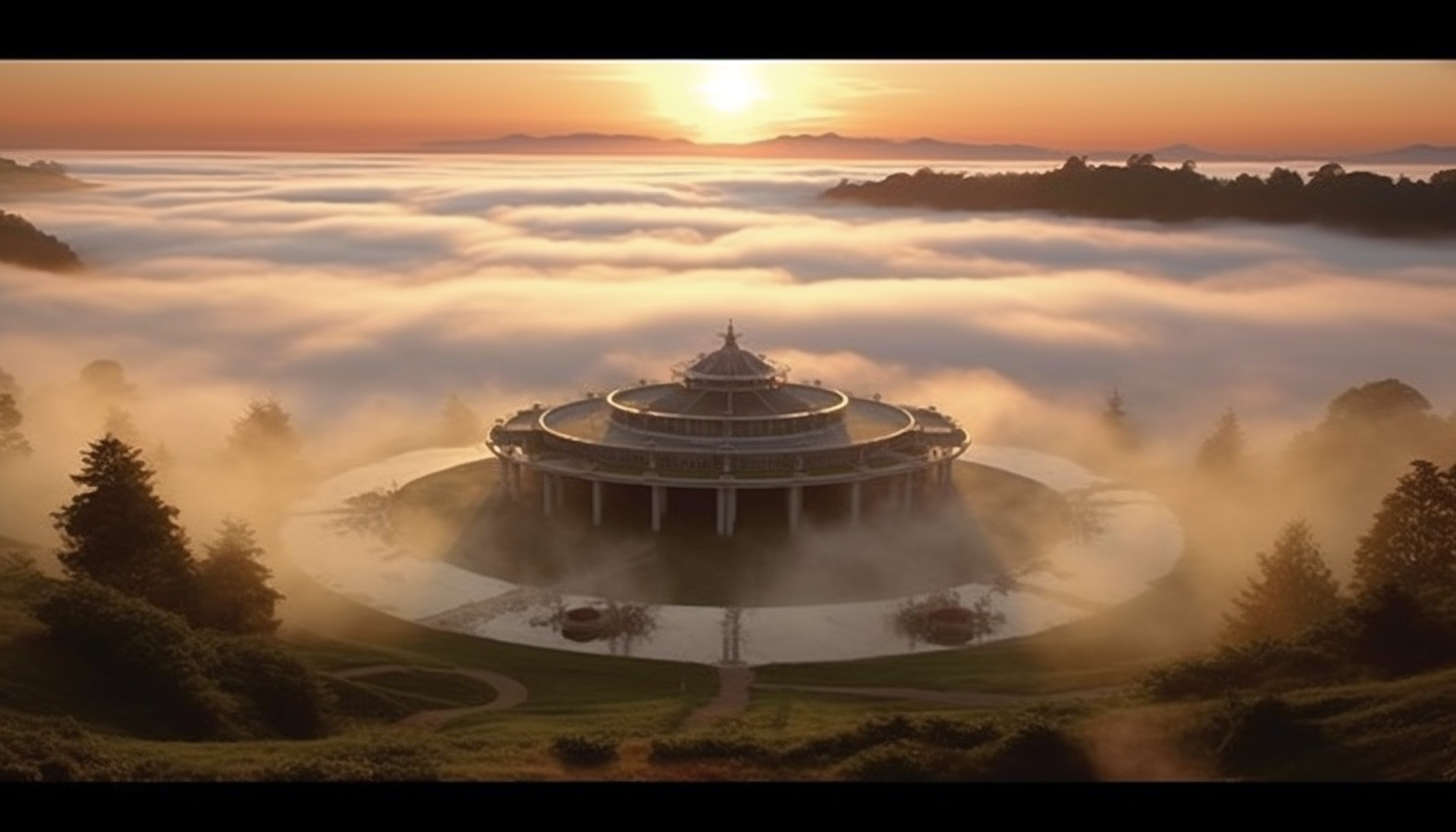 A view from atop a hill overlooking a sea of fog.