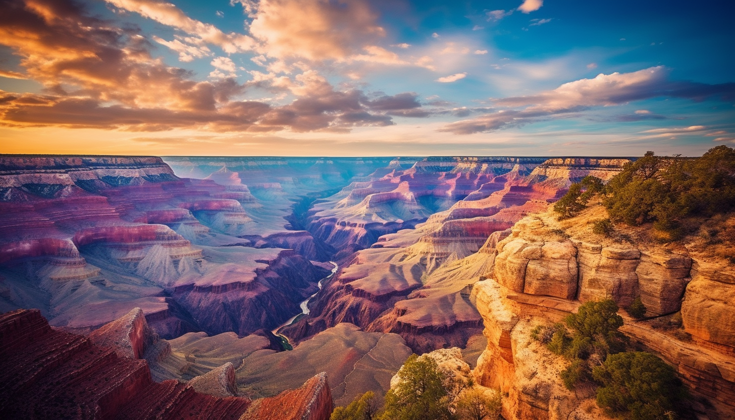 Breathtaking view from the edge of a grand canyon.