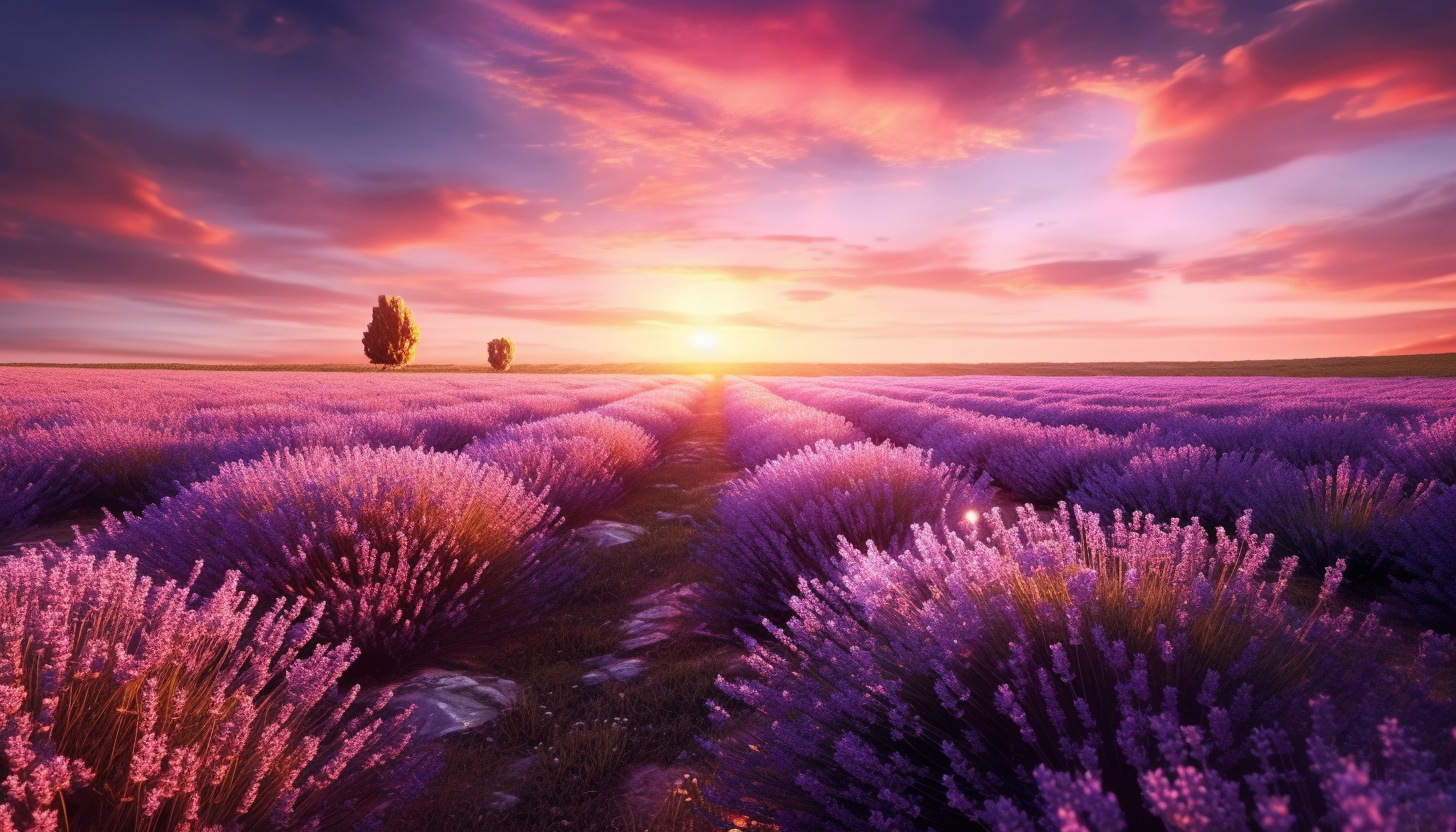 A vibrant field of lavender swaying gently in the wind.