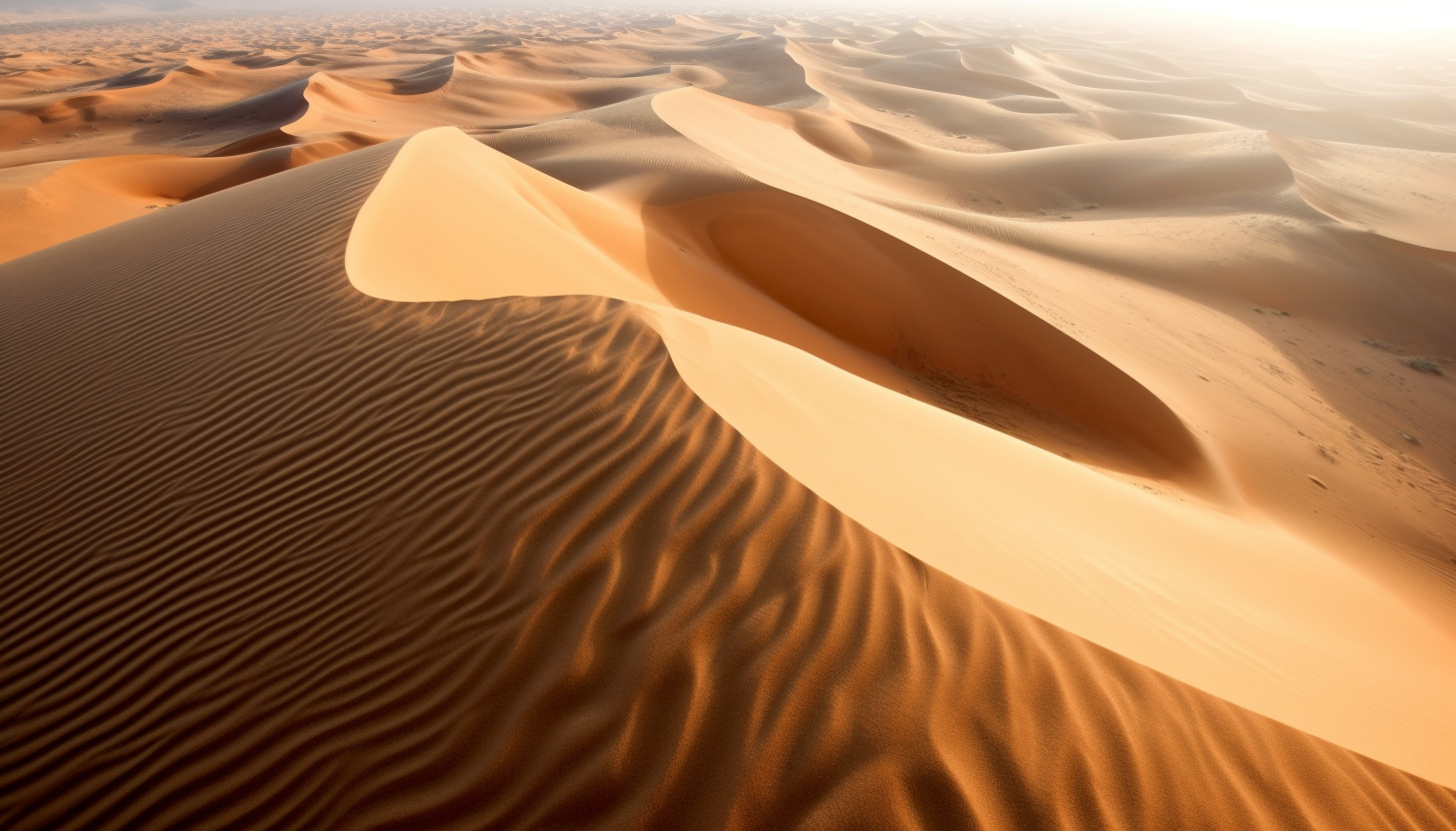 A stunning view of sand patterns on a desert from above.