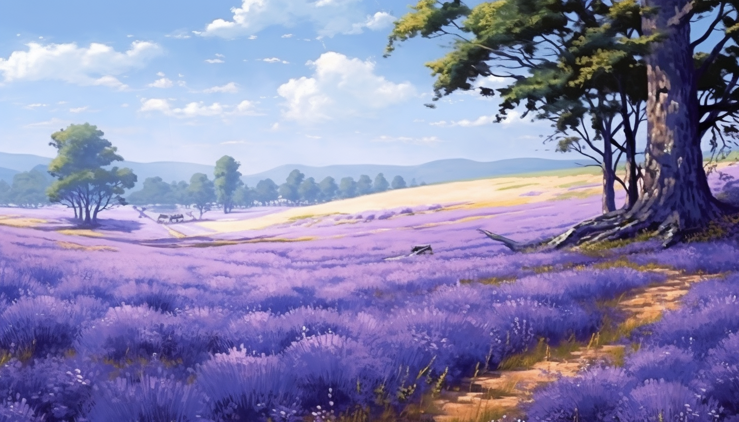 Fields of lavender swaying gently in the breeze.