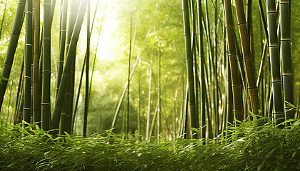 A dense bamboo forest rustling in the wind.