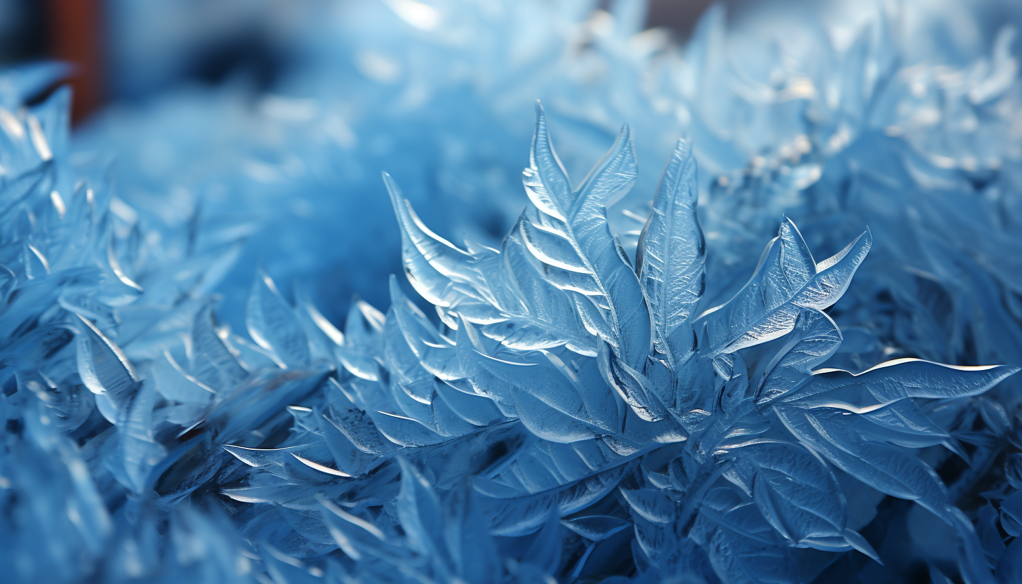 A macro shot of frost crystals forming a beautiful pattern on a window.