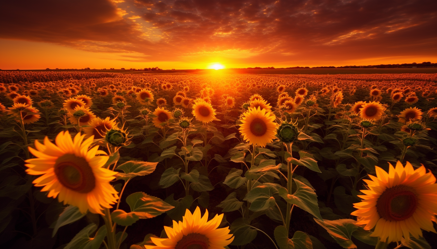 A vast field of sunflowers turning towards the sun.